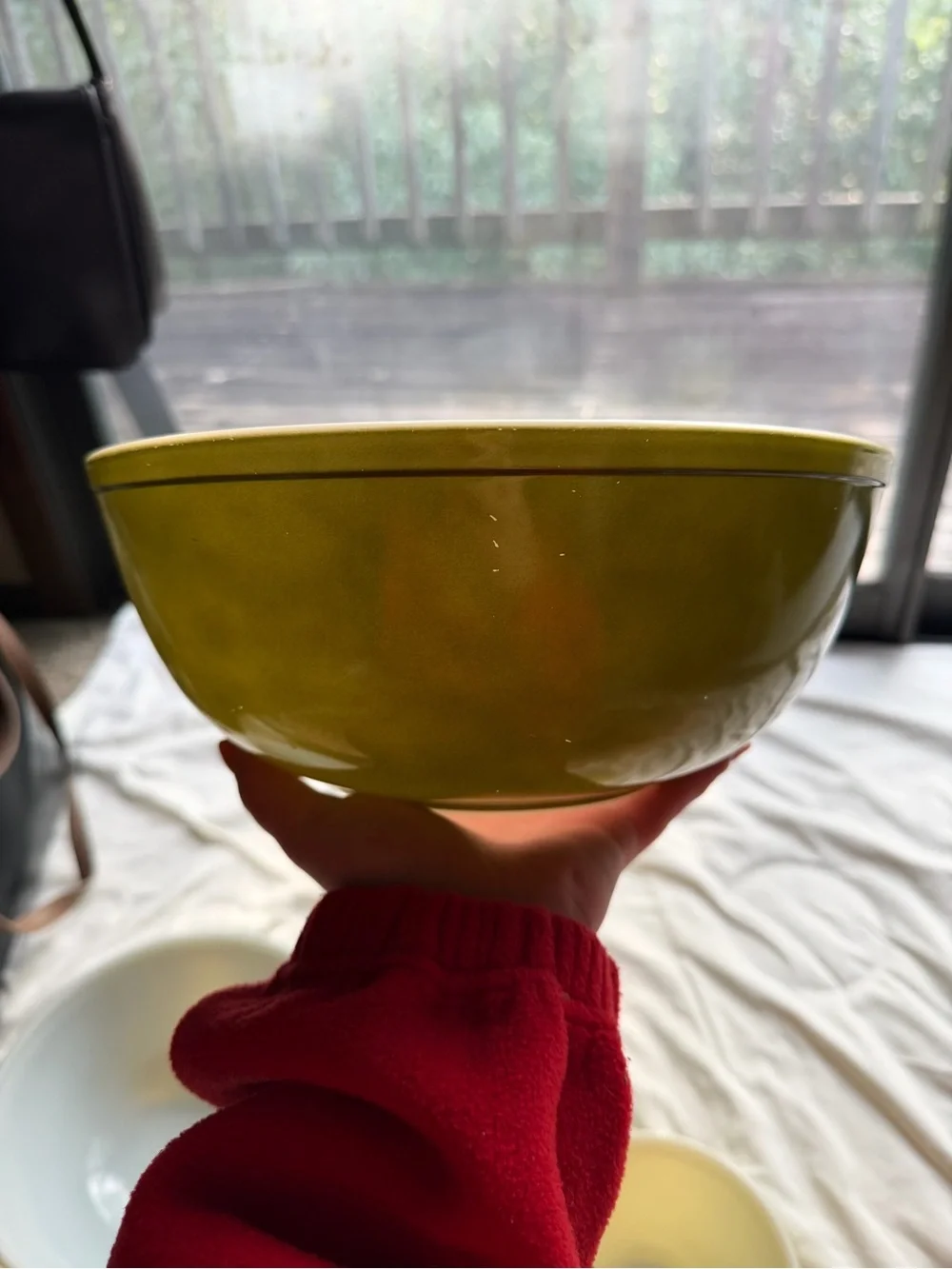 Vintage Pyrex 401–404 Nesting Mixing Bowl Set Green Yellow MCM